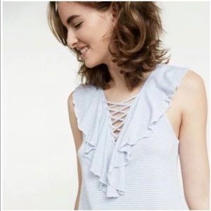 Express Sleeveless blouse Navy Blue & White Striped